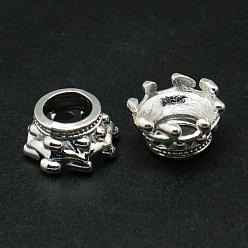 Silver Alloy Crown Bead Caps & Cones, Silver Color Plated, 12x7mm, Hole: 7mm