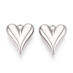 Нержавеющая Сталь Цвет 304 прелести нержавеющей стали, шарма сердца, анти-тускнение, цвет нержавеющей стали, 13.5x11.3x3.5 мм, отверстие : 1.4 мм