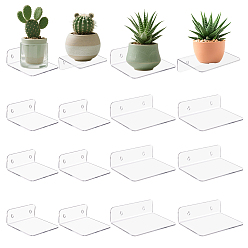 Clear 16 Sets 2 Styles Acrylic Floating Hanging Shelves, Wall Mounted Display Stands for Speakers, Action Figures, Cameras, Mini Flower Pots Storage, Rectangle and Square, Clear, 103~104x100~140x42~43mm, 8 sets/style