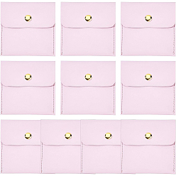 Бледно-Розовый Сумки для хранения ювелирных изделий из искусственной кожи pu, с кнопках, квадратный, розовый жемчуг, 8x8x0.73 см