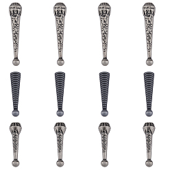 (52) Непрозрачная лаванда 12шт 3 стиль сплав наконечник шнура, концевые заглушки Bolo, конус, разноцветные, 32.5~52x8~11 мм, внутренний диаметр: 4~5.5 мм, 4 шт / стиль