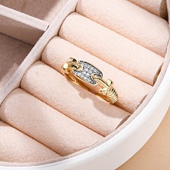 Настоящее золото 18K Кольца-манжеты с микропаве из латуни и прозрачными кубическими цирконами для женщин, без кадмия, без никеля и без свинца, прямоугольные, реальный 18 k позолоченный, 6.5 мм, внутренний диаметр: регулируемый