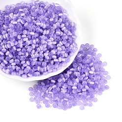 Средний Фиолетовый Бисер из стекла , имитация шарики глаза кота, рондель, средне фиолетовый, 4~4.5x2.5~3 мм, отверстие : 1.2~1.5 мм