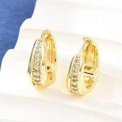 Chapado en Oro Real de 16K Micro latón allanan pendientes de aro de óxido de circonio cúbico, rondo, real 16 k chapado en oro, 14x6.5 mm