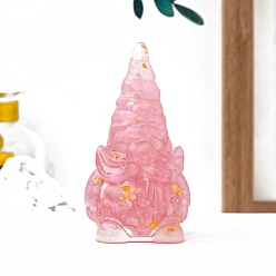 Розовый Кварц Украшение для витрины из смоляного гнома, с натуральной крошкой розового кварца внутри статуй для украшения домашнего офиса, 77x48 мм