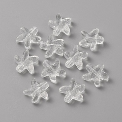 Clear Handmade Lampwork Beads, Starfish, Clear, 13x14x5mm, Hole: 1mm