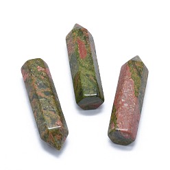 Unakite Natural Unakite Pointed Beads, Healing Stones, Reiki Energy Balancing Meditation Therapy Wand, No Hole/Undrilled, For Wire Wrapped Pendant Making, Bullet, 36.5~40x10~11mm