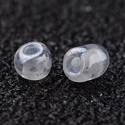 Clear 12/0 Glass Seed Beads, Inside Colours & Lustered, Clear, about 2mm in diameter, about 30000pcs/pound