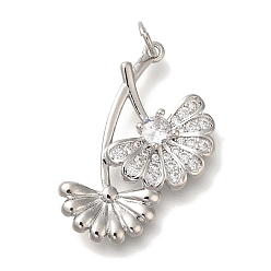 Платина Стойка металлическая латунная микропрофилированная кубическая циркония подвески, без кадмия и без свинца, долговечный, лист, платина, 15x27x3 мм, отверстие : 3 мм