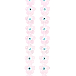 Розовый Прозрачные стеклянные бусины, с эмалью, цветок с сглаза, туманная роза, 14x15x8 мм, отверстие : 1 мм, около 25 шт / нитка, 13.39'' (34 см)