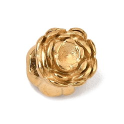 Real 18K Gold Plated 304 Stainless Steel European Beads, Large Hole Beads, Flower, Real 18K Gold Plated, 8.5x10mm, Hole: 4mm, tray: 2.5mm