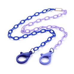 Lila Collares de cadena de cable de plástico abs de dos tonos personalizados, cadenas de anteojos, cadenas de bolsos, con anillos de unión de hierro y cierres de langosta de plástico, lila y azul, 26.77~27.95 pulgada (68~71 cm)