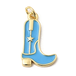 Темно-Голубой Латунь эмаль подвески, брелоки для ботинок, без кадмия и без свинца, долговечный, стойки покрытие, реальный 18 k позолоченный, глубокое синее небо, 21.5x13x2.5 мм, Перейти кольцо: 5x1 мм, внутренний диаметр: 3.5 мм