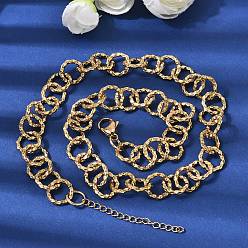 Золотой 12мм женские 304 цепочки из нержавеющей стали с текстурированными звеньями, ионное покрытие (ip), золотые, 17.99 дюйм (45.7 см)