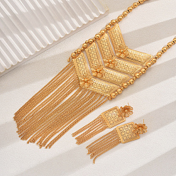 Золотой Комплекты из железа с кисточками и серьгами для женских мероприятий, золотые