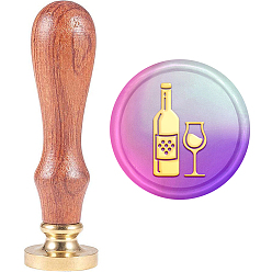 Посуда Набор сургучной печати, печать сургучом твердой латунной головки, деревянная ручка ретро латунный штамп комплект съемный, для конвертов приглашений, подарочная карта, кубок узор, 83x22 мм