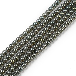 Серый Стеклянные бусины с гальваническим покрытием , с полным покрытием цвета радуги, круглые, серые, 2.3 мм, отверстие : 0.3 мм, около 180~183 шт / нитка, 14.09~14.33'' (35.8~36.4 см)