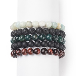 Смешанные камни 5 шт. 5 стильные круглые браслеты из бисера с натуральными смешанными драгоценными камнями для мужчин и женщин, внутренний диаметр: 2-3/8 дюйм (6 см), 1 шт / стиль