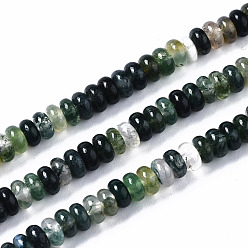 Moss Agate Natural Moss Agate Beads Strands, Rondelle, 4~5x2mm, Hole: 0.8mm, about 163~168pcs/strand, 14.96~15.35 inch(38~39cm)