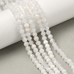 Rainbow Moonstone Бусины из натурального радужного лунного камня, круглые, граненые, 4~4.5 мм, отверстие : 0.7 мм, около 45~55 шт / нитка, 7.68~7.87'' (19.5~20 см)