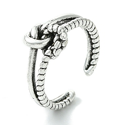 Antique Silver Knot Alloy Open Cuff Ring, Lead Free & Cadmium Free, Antique Silver, 8mm, Inner Diameter: Adjustable
