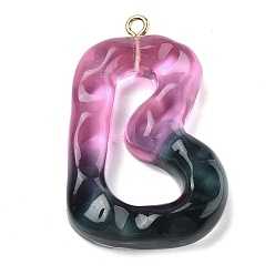 Letter B Смола подвеска, с обнаружением железного кольца, Письмо ~ Z, В письме, 39x26x7 мм, отверстие : 2 мм