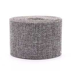 Dark Gray Polyester Imitation Linen Wrapping Ribbon, for Crafts Decoration, Dark Gray, 2 inch(50mm), about 10.94 Yards(10m)/roll