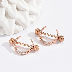 Луна Латунные кольца для сосков, с кристаллическим стразином, золотой свет, луна, 16 мм