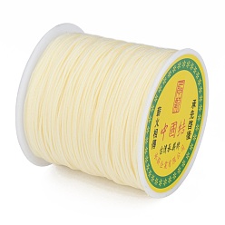 Lemon Chiffon Braided Nylon Thread, Chinese Knotting Cord Beading Cord for Beading Jewelry Making, Lemon Chiffon, 0.8mm, about 100yards/roll