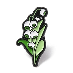 Цветок Эмалевые булавки, Черные металлические застежки для значков на лацкан для рюкзака или одежды, бледно-зеленый, лили, 28x15 мм