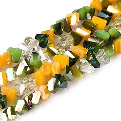 Желто-Зеленый Стеклянные бусины с гальваническим покрытием , граненые, сердце, желто-зеленый, 3x4.5x4.5 мм, отверстие : 0.9~1 мм, около 144~148 шт / нитка, 13.98~15.6'' (35.5~39 см)