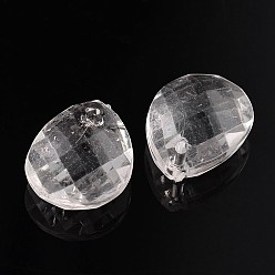 Clear Transparent Acrylic Pendants for Curtains, Faceted Teardrop, Clear, about 18mm long, 13mm wide, 6mm thick, hole: 2mm, about 670pcs/500g