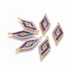 Разноцветный Японский бисер miyuki & toho ручной работы ссылки, Ткацкий станок, ромб, красочный, 40.5x16~16.5x2 мм, отверстие : 2 мм