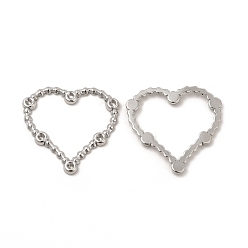 Stainless Steel Color Tarnish Resistant 304 Stainless Steel Linking Ring Rhinestone Settings, Heart, Stainless Steel Color, Fit For 1.5mm Rhinestone, 21x22x1.5mm, Hole: 14x17mm