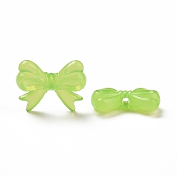 Light Green Imitation Jelly Style Acrylic Beads, Bowknot, Light Green, 14x18x4.5mm, Hole: 2mm, about 917pcs/500g