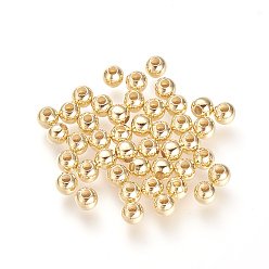 Real 18K Gold Plated Brass Spacer Beads, Nickel Free, Round, Real 18K Gold Plated, 4mm, Hole: 1.2mm