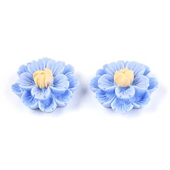 Васильковый Смола декодирует кабошоны, трехмерный цветок, васильковый, 23.5~24.2x23.5~24.2x11~12 мм