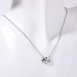 Платина Модные простые подвески в виде конского глаза из латуни с кубическим цирконием, ионное покрытие (IP)., платина, 15.75 дюйм (40 см)