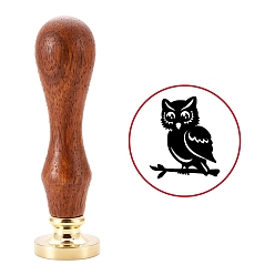 Золотой DIY альбом, латунные сургучные печати и деревянные ручки, сова, золотые, 8.9 см, штампы: 2.55x1.45 см