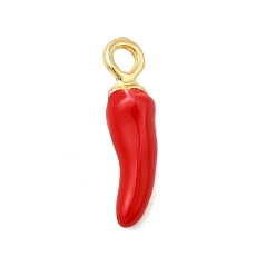 Hot Pepper Подвески из эмали и сплава, золотые, острый перец, 18x4.5x4.5 мм, отверстие : 2 мм