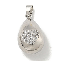 Сердце Покрытие стойки латунь микропаве прозрачные подвески из кубического циркония, с целью перехода в кольце, без кадмия и без свинца, долговечный, слеза, сердце, 25x14x14 мм, отверстие : 5.5x3.5 мм