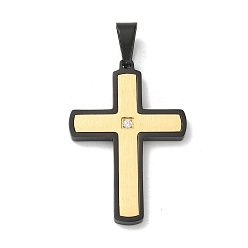Настоящее золото 18K Ионное покрытие (ip) 304 подвески из нержавеющей стали, крест очарование, реальный 18 k позолоченный, 39x26.5x3 мм, отверстие : 8x5.5 мм