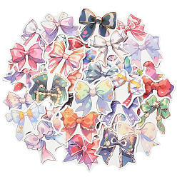 Colorful 4 Sets PVC Plastic Decorative Sticker Labels, Bowkont Shape, Colorful, 32.5~56x43~55x0.2mm, 50pcs/set