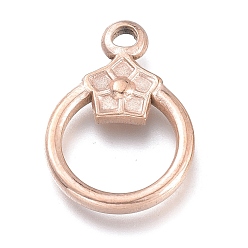 Rose Gold Ion Plating(IP) 304 Stainless Steel Toggle Clasps Parts, Ring, Rose Gold, 19x13.5x2.7mm, Hole: 1.8mm