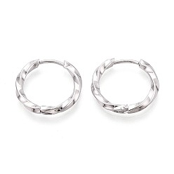 Платина Серьги из 304 нержавеющей стали, твист кольцо, платина, 17.5~18x19~19.5x2.5 мм