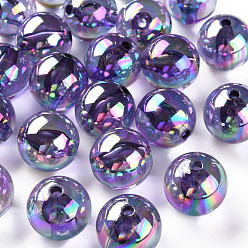 Средний Синий Шифер Прозрачные акриловые бусины, с покрытием AB цвета, круглые, средний грифельно-синий, 20x19 мм, отверстие : 3 мм, Около 111 шт / 500 г