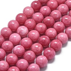 Средний Фиолетово-красный Натуральный Malaysia нефритовые бусы пряди, окрашенная и подогревом, круглые, средне фиолетовый красный, 10 мм, отверстие : 1.2 мм, около 39 шт / нитка, 14.96 дюйм (38 см)