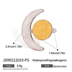 Золотой & Цвет Нержавеющей Стали Луна и плоская круглая 304 манжета из нержавеющей стали, золотые и нержавеющая сталь цвет, внутренний диаметр: регулируемый