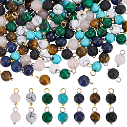 Смешанные камни 140 кулоны из натуральных и синтетических драгоценных камней, с латунной фурнитурой , 11 мм, отверстие : 2 мм, 7 стиль, 2 цвет / стиль