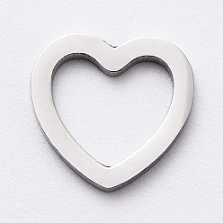 Нержавеющая Сталь Цвет Не тускнеет 304 соединительные кольца из нержавеющей стали для изготовления ювелирных изделий, ручная полировка, сердце, цвет нержавеющей стали, 8x8x1 мм, внутренний диаметр: 6x5 мм
